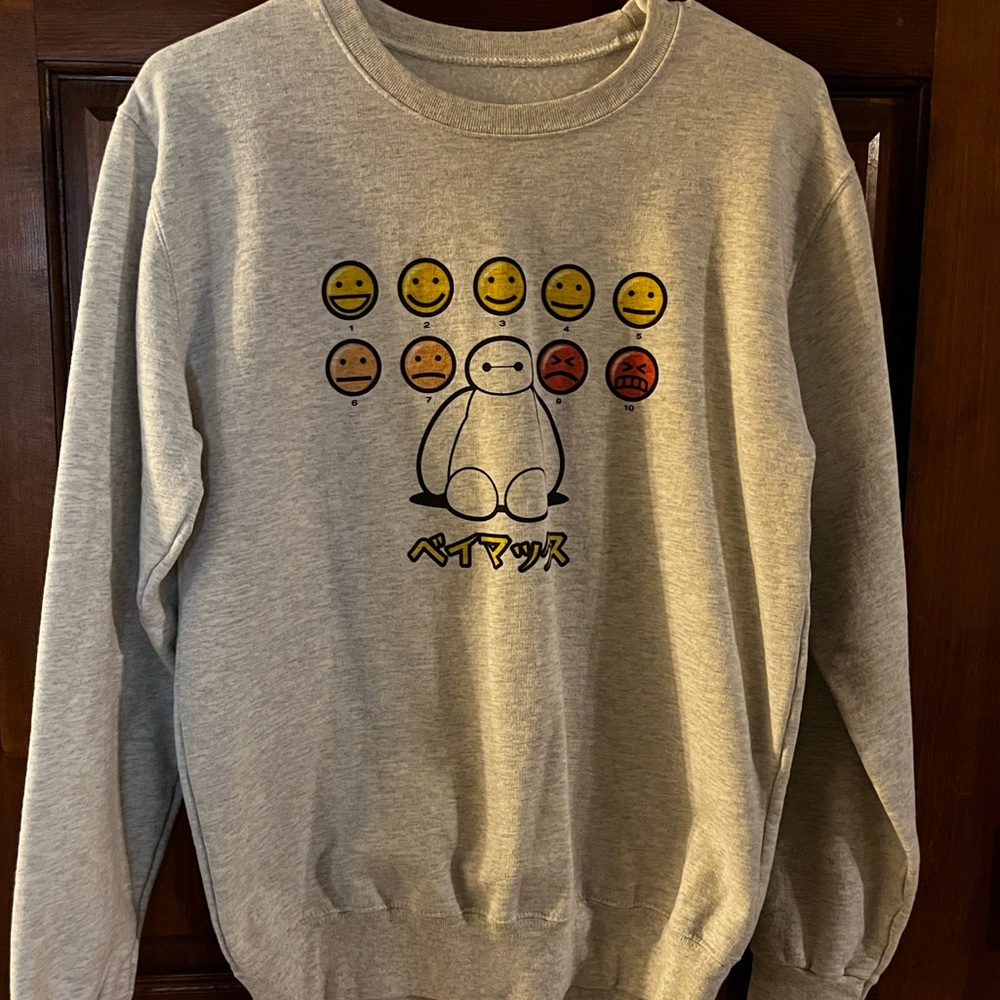 Disney Big Hero 6 Baymax Heather Gray Sweatshirt Size S
